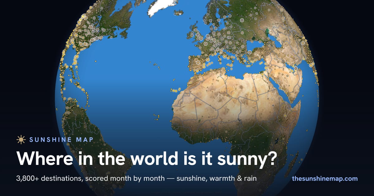 Sunshine Map share card — Homepage globe