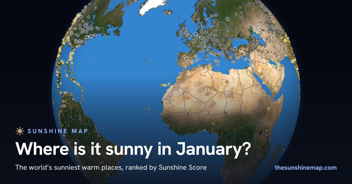Sunshine Map share card — January — winter sun